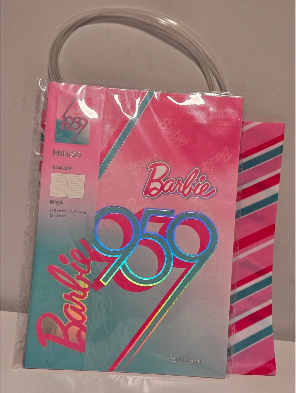 Barbie 1959 Pink Blue Memo Pad and Gift Bag Bundle
